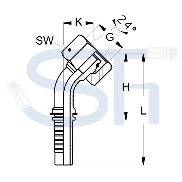 Pressarmatur DN08 - 08L - IG 45° - DKOL