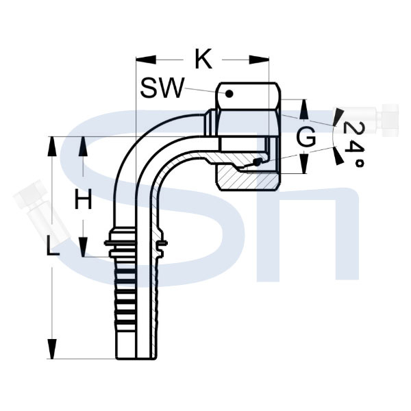 Pressarmatur DN08 - 12S - IG 90° - DKOS