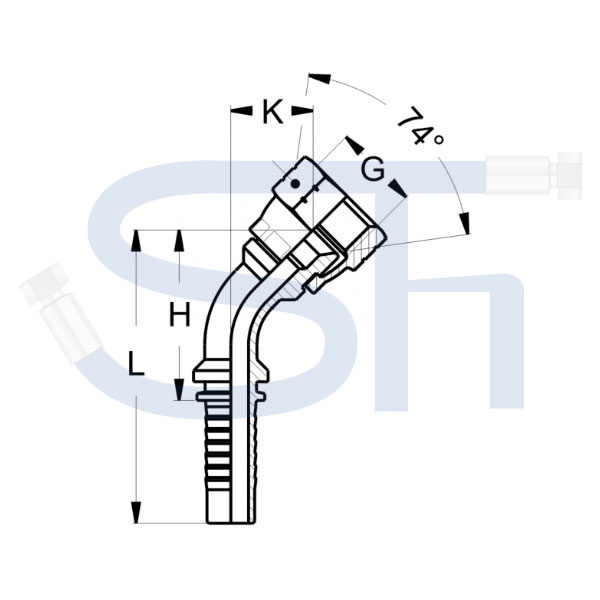 Pressarmatur DN10 - 3/4" - IG 45° - JIC