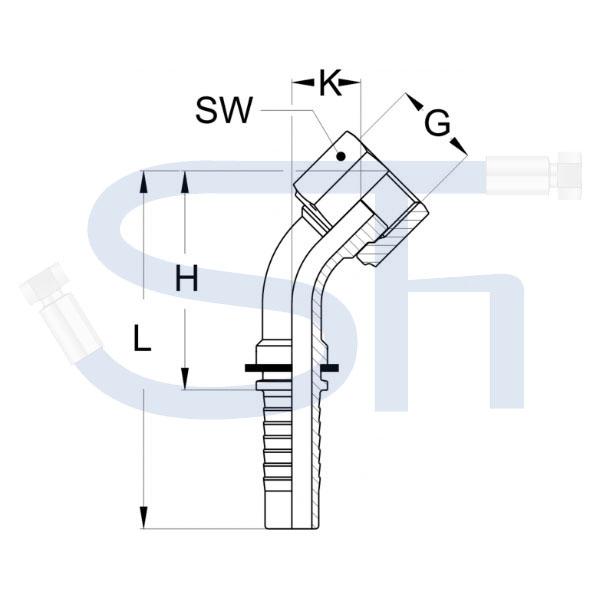 Pressarmatur DN10 - 13/16" - IG 45° - ORFS