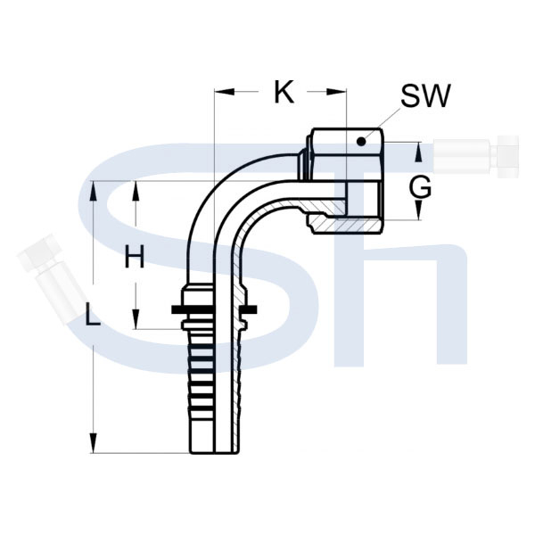 Pressarmatur DN19 - 1 3/16" - IG 90° - ORFS