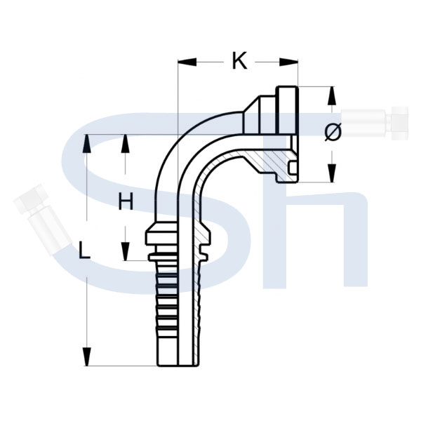 Pressarmatur DN25 - 1 1/4" - 90° - SAE 6000 PSI