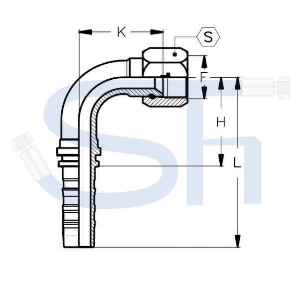 Pressarmatur DN51 - 2 1/2" - IG 90° - JIC - 4SH