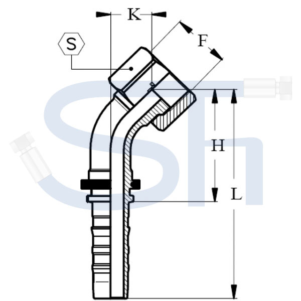 Pressarmatur DN25 - 1 7/16" - IG 45° - ORFS - 4SH