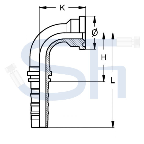 Pressarmatur DN51 - 2" - 90° - SAE 6000 PSI - 4SH