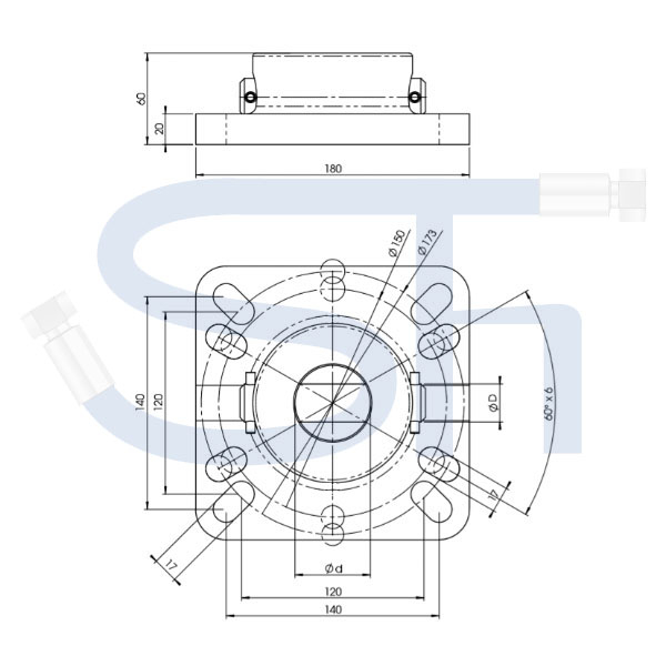 Rotatorbüchse mit Flanschplatte Ø 40mm für 1t Rotator