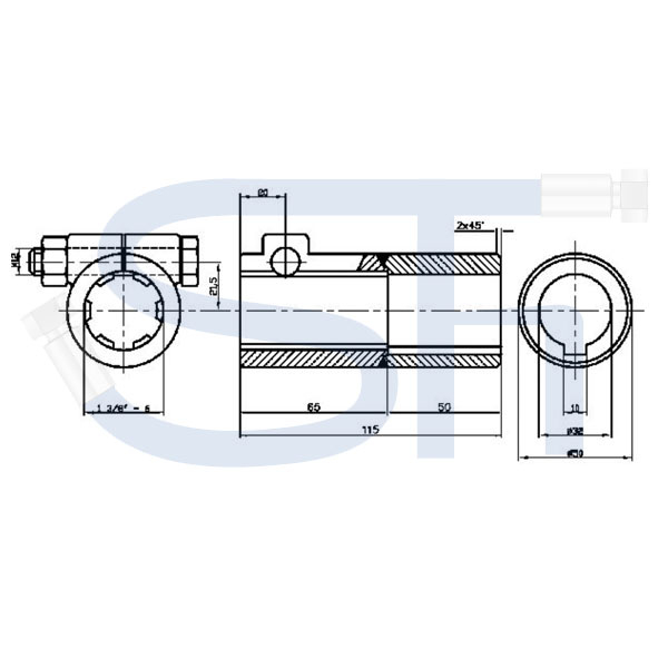 Reduzierbuchse mit Nut - R 1 3/8" 6 Zähne - Ø 32mm - mit Klemmschraube