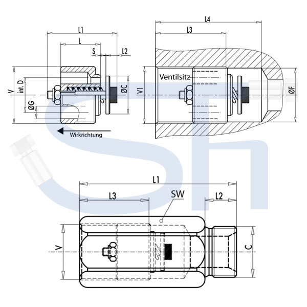 Rohrbruchsicherungsventil R 1/4" IG - AG