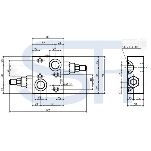 Senkbremsventil R 1/2" - doppeltwirkend - zum direkten Aufflanschen auf BMP / BMR Motoren