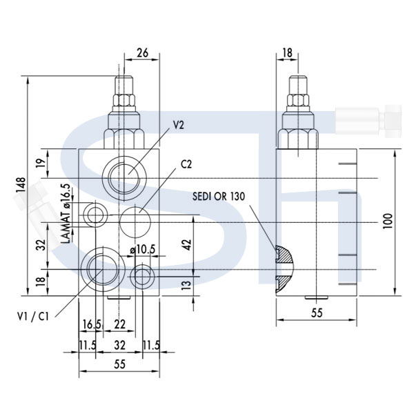 Senkbremsventil R 1/2" - einfachwirkend - zum direkten Aufflanschen auf BMS Motoren