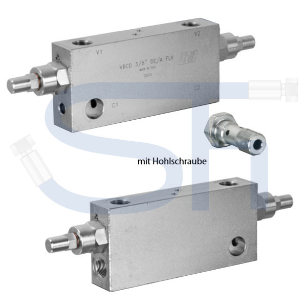 Senkbremsventil R 3/8" - doppeltwirkend - zum direkten Aufflanschen auf Zylinder
