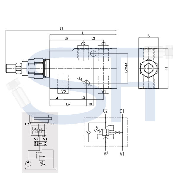 Senkbremsventil R 3/8" - einfachwirkend - druckkompensiert