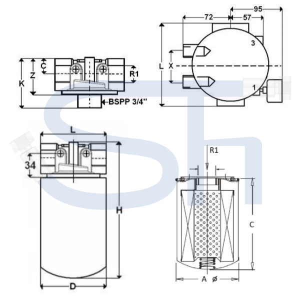 Rücklauffilter Leitungseinbau R 3/4" - 100 Liter/min - 25µm