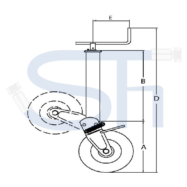 Stützrad - Halbautomatisch mit Federverriegelung - 1000kg Stützlast