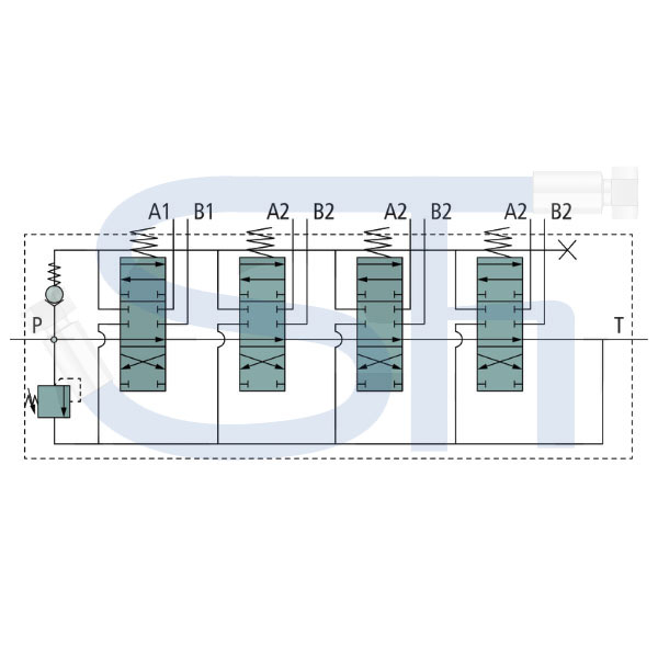 Steuerventil 120 l/min - 4 Sektionen - Doppeltwirkend