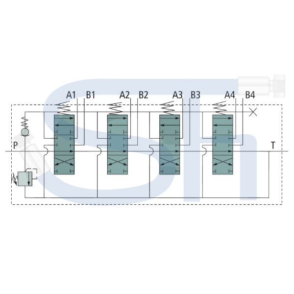 Steuerventil 50 l/min - 4 Sektionen - Doppeltwirkend