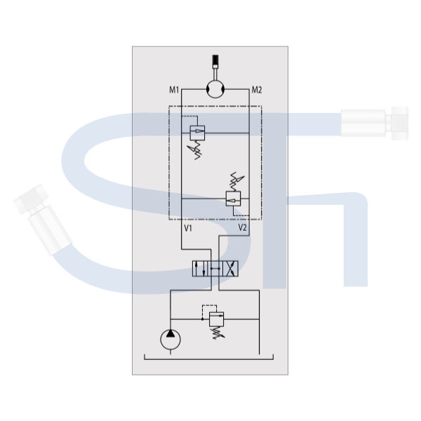 Schockventil R 1/2" 80 - 300 BAR - doppeltwirkend - zum direkten Aufflanschen auf BMP / BMR Motoren