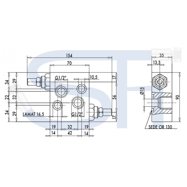 Schockventil R 1/2" 80 - 300 BAR - doppeltwirkend - zum direkten Aufflanschen auf BMS Motoren