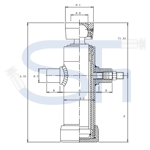 Teleskopzylinder mit Kugel und Pfanne 6-stufig - Hub 450mm - 16,1 Tonnen