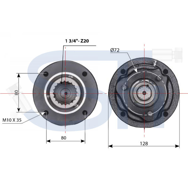 Vorsatzlager für DIN-Pumpen 1 3/4" - 20 Zähne