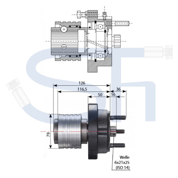 Vorsatzlager für DIN-Pumpen 1 3/4" - 20 Zähne