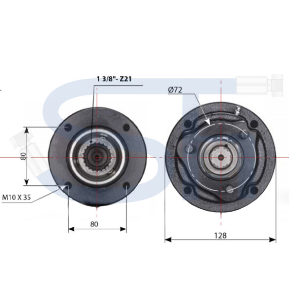 Vorsatzlager für DIN-Pumpen 1 3/8" - 21 Zähne