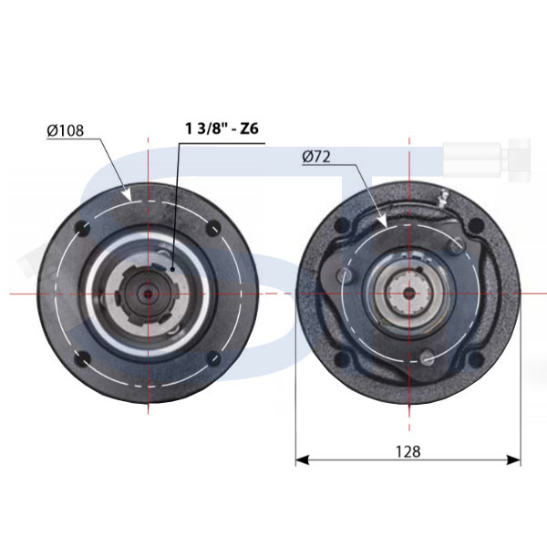 Vorsatzlager für DIN-Pumpen 1 3/8" - 6 Zähne