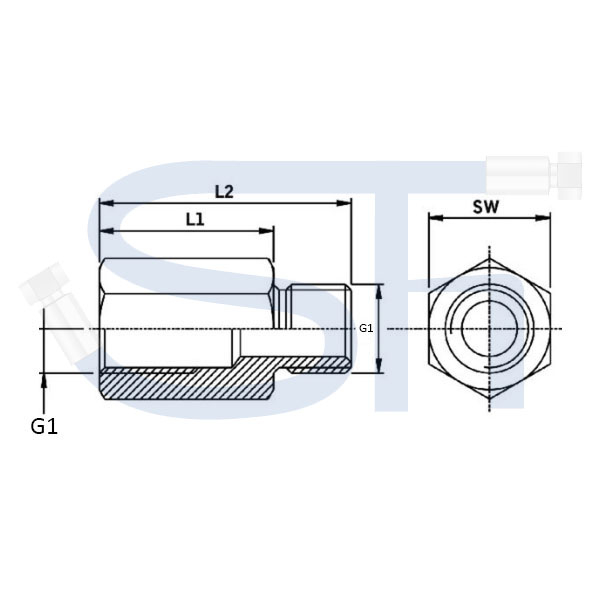 Verlängerungshülse R 1/4" L1 = 40,0