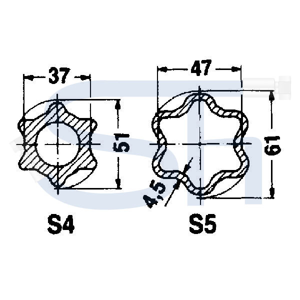 Profilrohre 1400mm - 51 x 37 - Profil S4 - WALTERSCHEID - Zitronenprofil