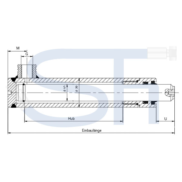 Hydraulikzylinder 25/900 Hub - einfachwirkend